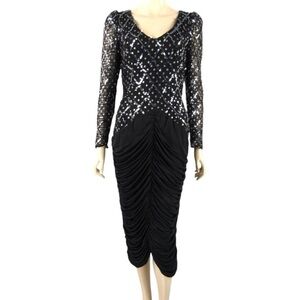 NWT $160 Vintage 80s New Leaf by Samir Cocktail Sequins Disco Dress Size 11/12